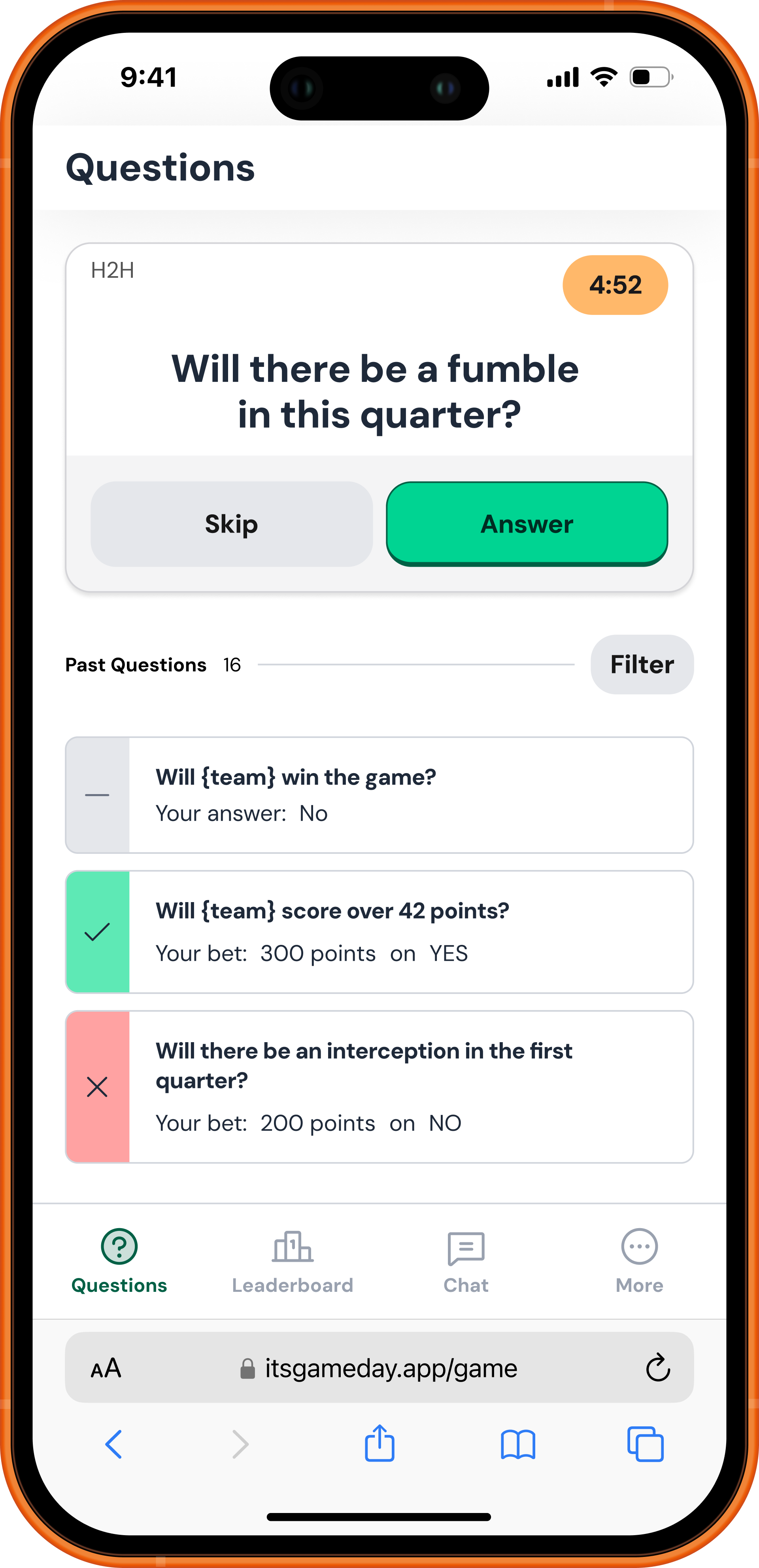 iPhone app mockup